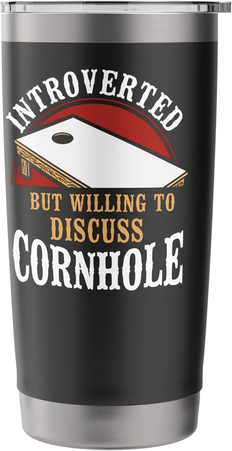 Cornhole Team Bean Bag Player Champ Introverted But Willing Stainless Steel Insulated Tumbler