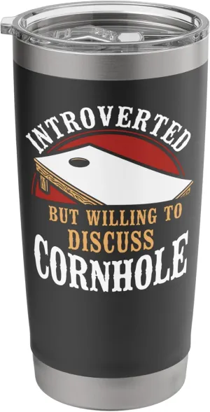 Cornhole Team Bean Bag Player Champ Introverted But Willing Stainless Steel Insulated Tumbler