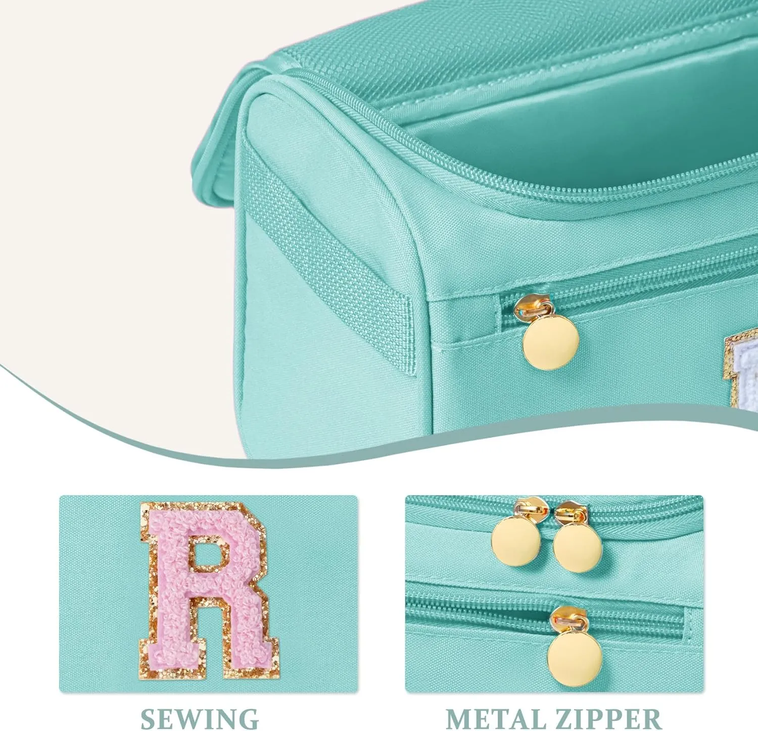 COSHAYSOO Thoughtful New Mom Gifts for Women First Time Mothers Day Present Self Care Spa Gifts Travel Toiletry Weekender Bag, Initial Traveling Toiletries Skin Care Items Organizer Teal Blue Letter R