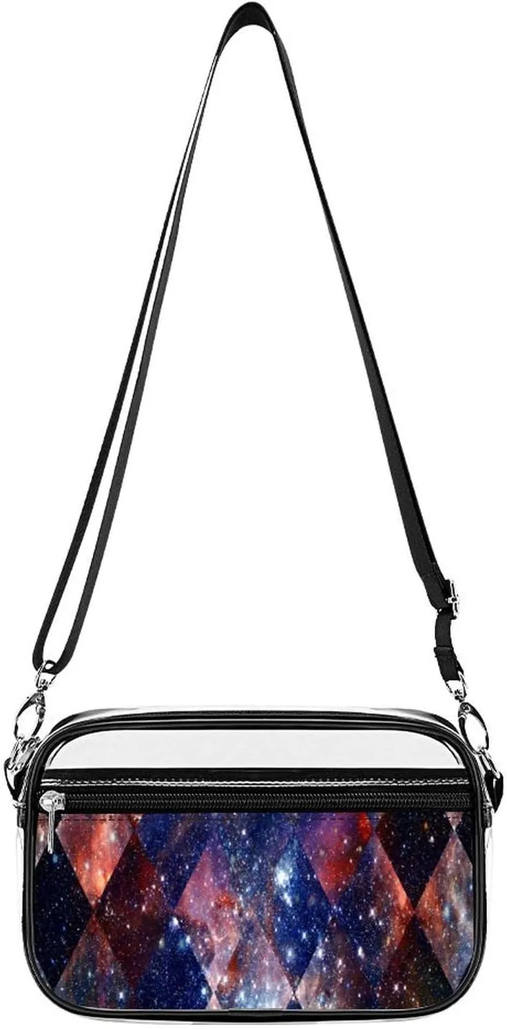 Cosmic Galaxy with Nebula Clear Stadium Crossbody Bag Small Shoulder Purse Adjustable Strap Handbag for Women Men