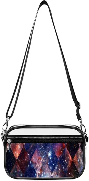 Cosmic Galaxy with Nebula Clear Stadium Crossbody Bag Small Shoulder Purse Adjustable Strap Handbag for Women Men