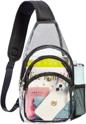 COVAX Clear Sling Bag Stadium Approved, Small Clear Shoulder Backpack, Casual Clear Crossbody Chest Bag for Women & Men