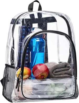 COVAX Heavy Duty Clear Backpack, Large Transparent Clear Bookbag, See Through Backpack for College, Work, Security Travel & Sports
