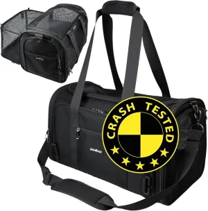 Crash-Tested Dog Carrier | 3-in-1 Puppy Car Seat, TSA Airline Approved Pet Carrier, Expandable Dog Carriers for Small Dogs | 5-Star Safety-Rated Cat Bag (Soft Sided) - Best for Safe Travel (Black,M)