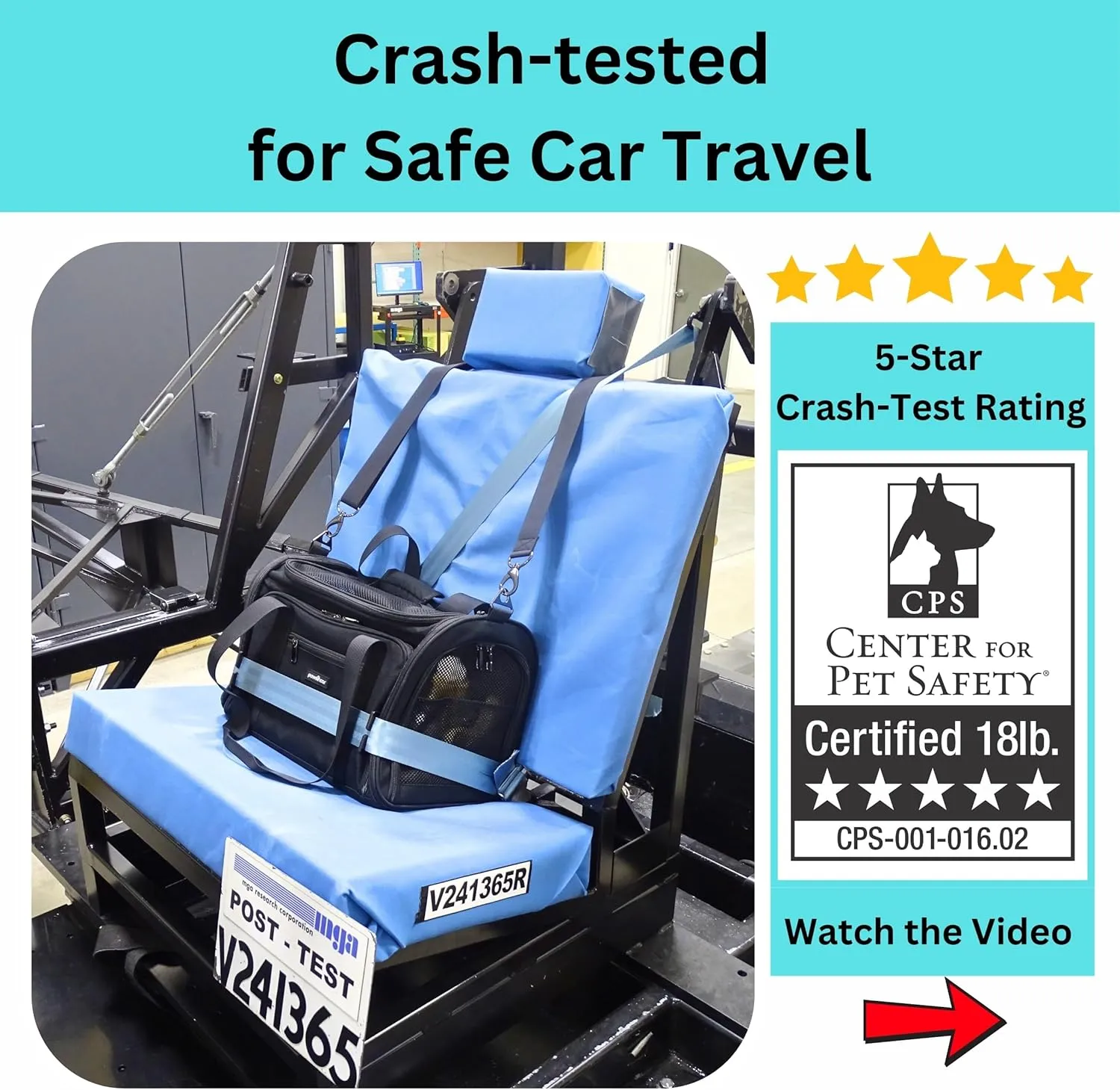 Crash-Tested Dog Carrier | 3-in-1 Puppy Car Seat, TSA Airline Approved Pet Carrier, Expandable Dog Carriers for Small Dogs | 5-Star Safety-Rated Cat Bag (Soft Sided) - Best for Safe Travel (Black,M)