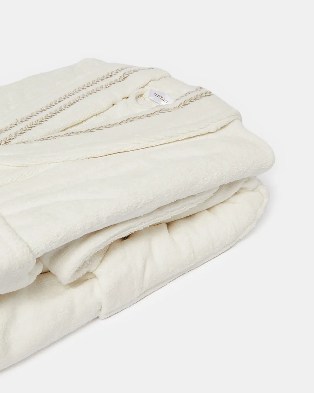Cream Embroidery Shawl Bathrobe (Large)