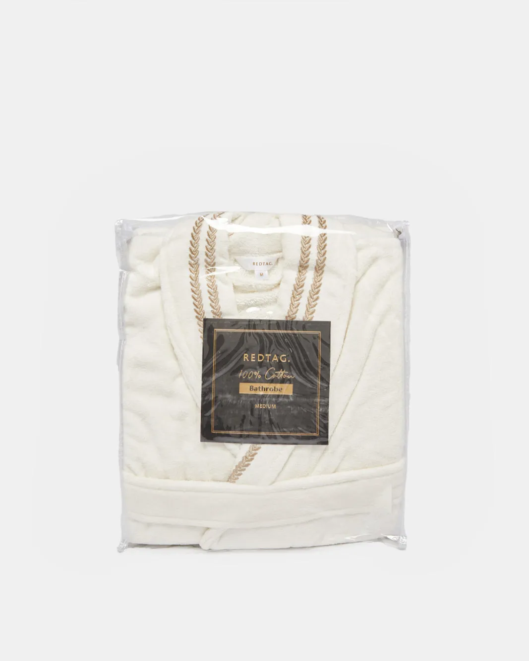 Cream Embroidery Shawl Bathrobe (Medium)