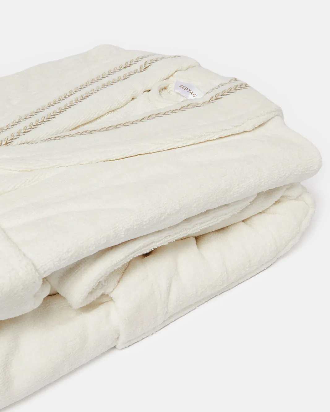 Cream Embroidery Shawl Bathrobe (Medium)