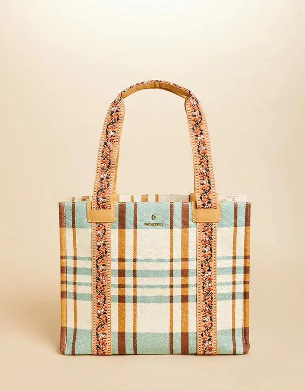 Cream Plaid Charlie Tote