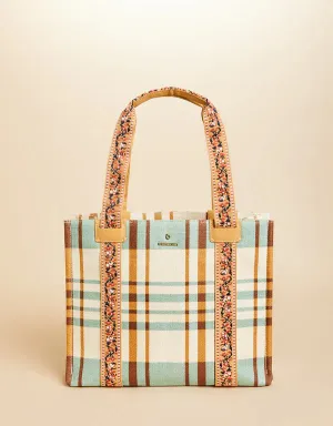 Cream Plaid Charlie Tote