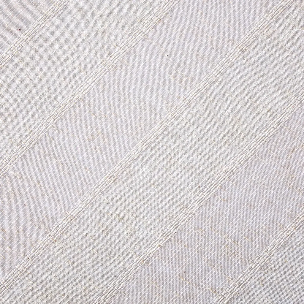 Cream Striped Embroidered Shower Curtain