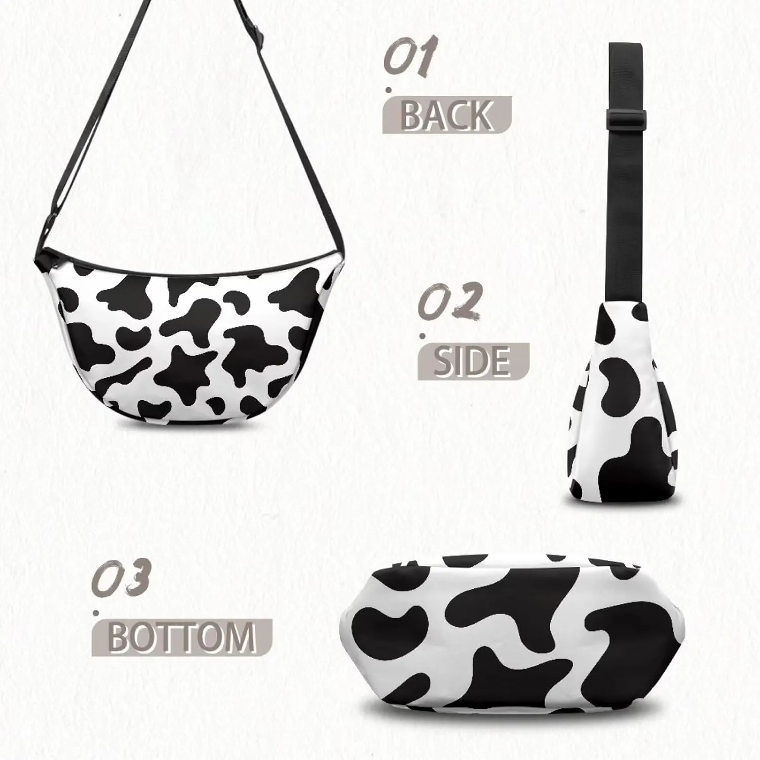 Crescent Shoulder Bags with Inside Pockets for Ladies Men Daily Use