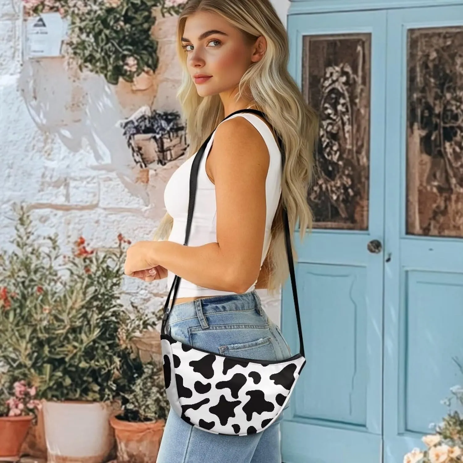 Crescent Shoulder Bags with Inside Pockets for Ladies Men Daily Use