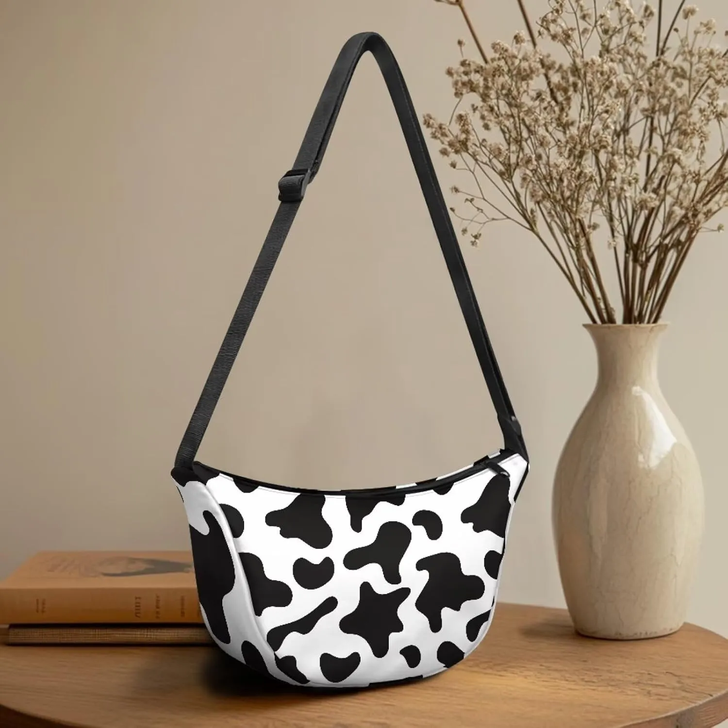 Crescent Shoulder Bags with Inside Pockets for Ladies Men Daily Use