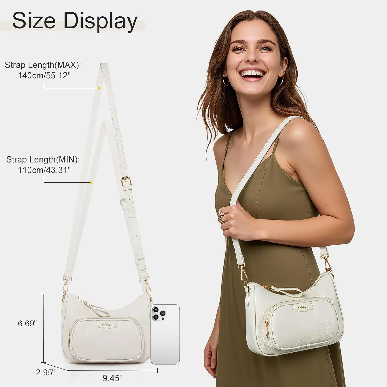 Cross Body Body Bag for Women Leather Small Handbag with Zipper Summer Purse with Compartments