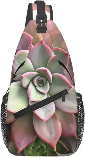 Cross Chest Bag for Men Women Crossbody Backpack Succulent Botanical Sling Bag Travel Hiking Daypack