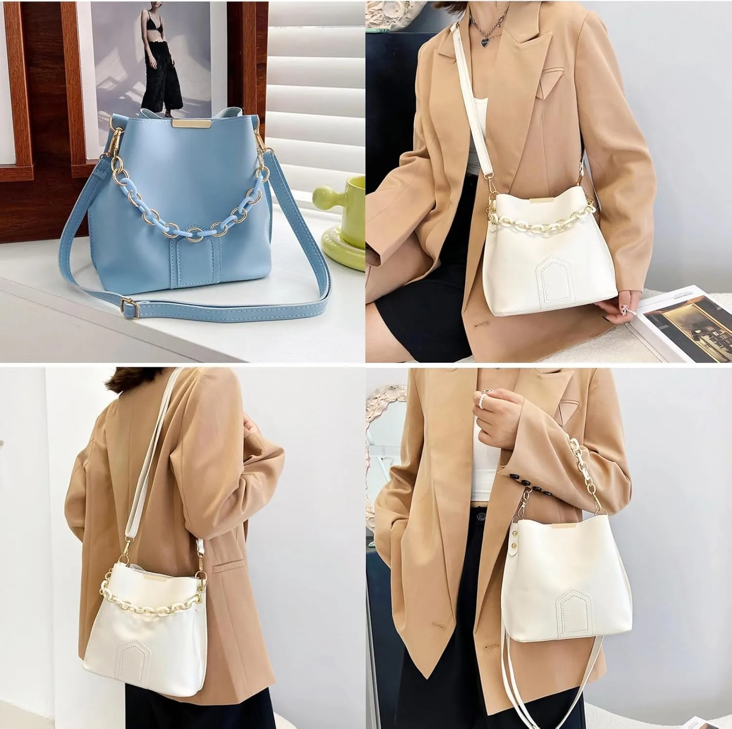 Crossbody Bags for Women PU Leather Tote Bag Trendy Cross Body Purse Shoulder Bag with Adjustable Strap Handbags
