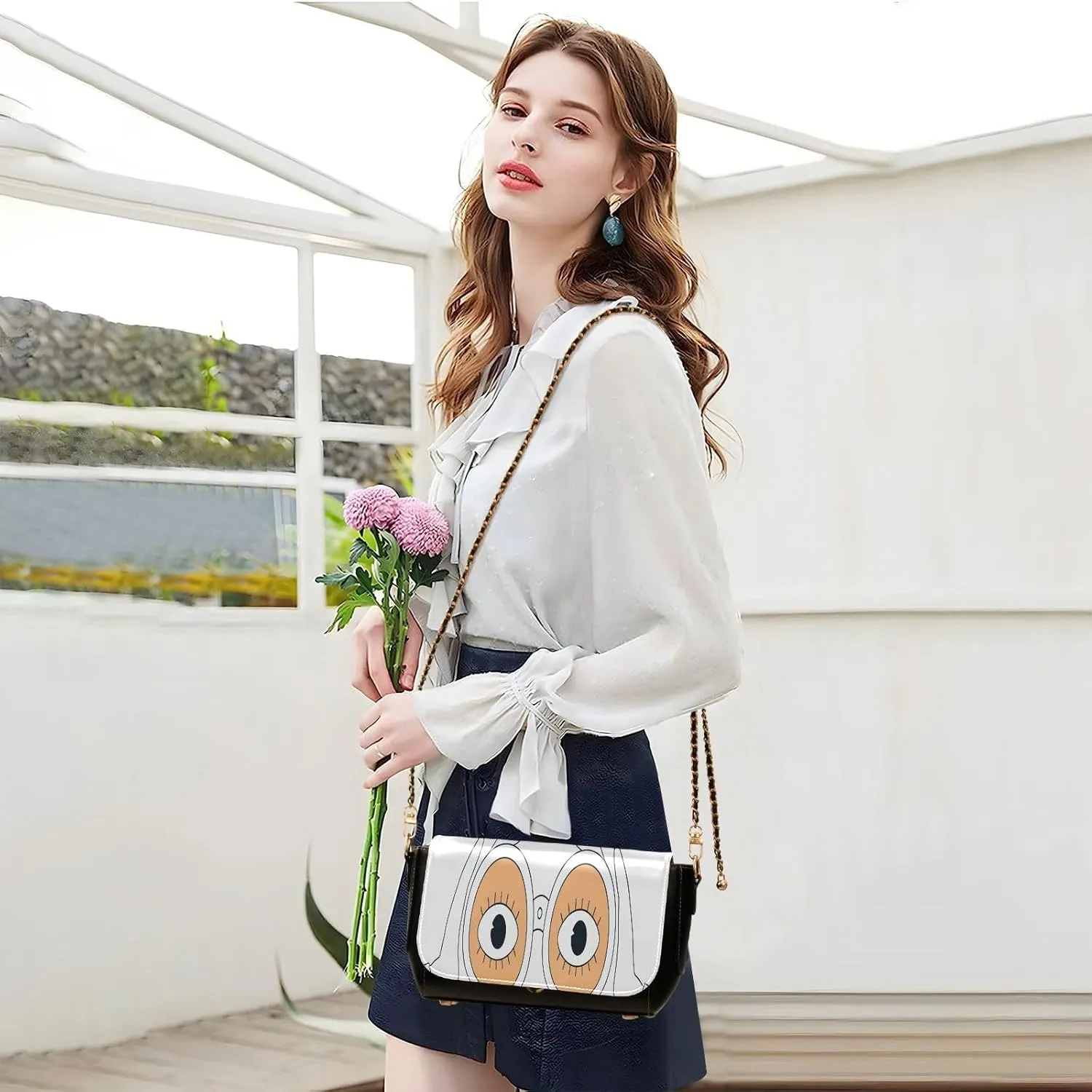Crossbody Bags for Women Trendy Women's Black Shoulder Bag Small PU Leather Flap Cross Body Bag Handbags