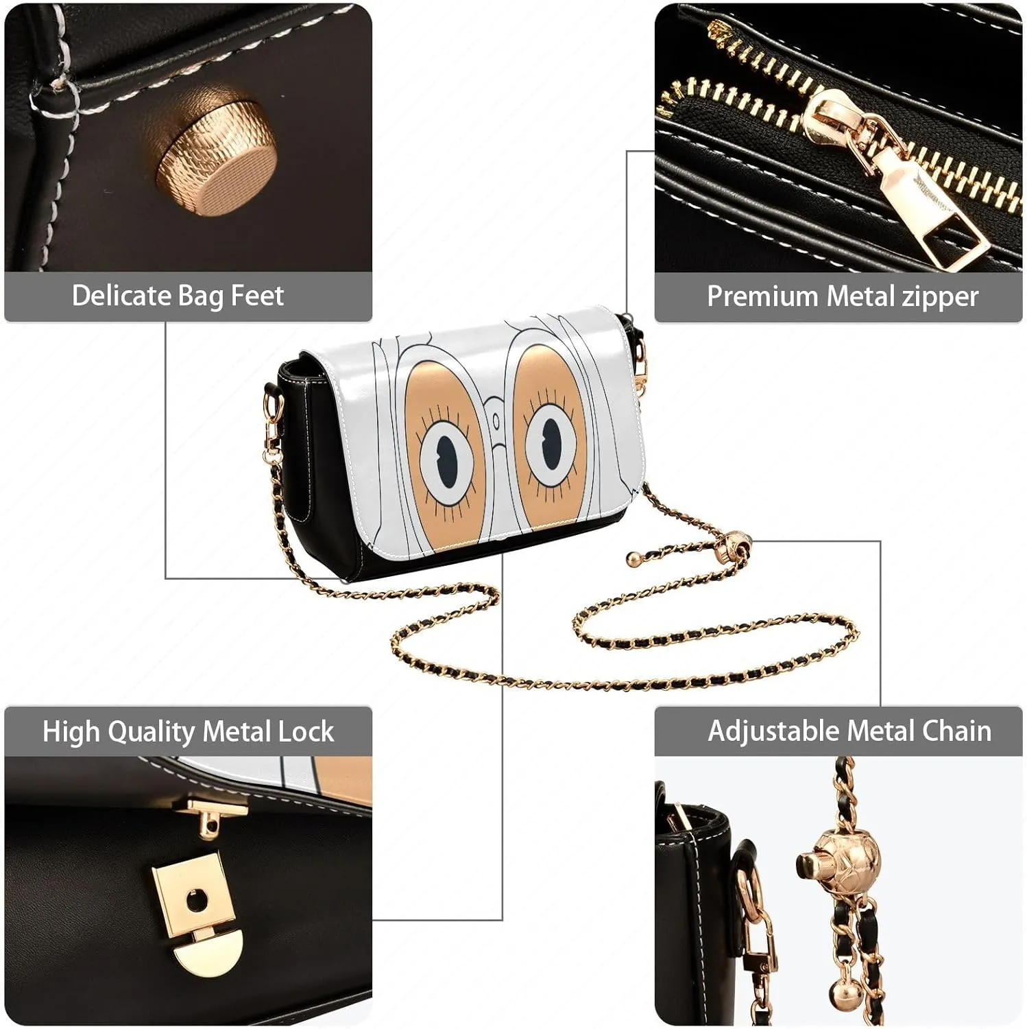 Crossbody Bags for Women Trendy Women's Black Shoulder Bag Small PU Leather Flap Cross Body Bag Handbags