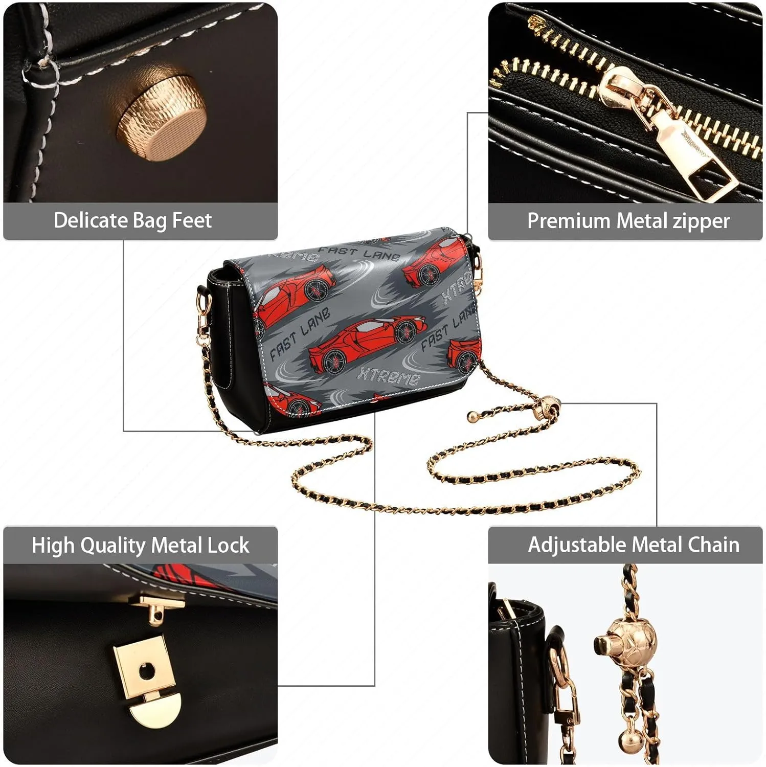 Crossbody Bags for Women Trendy Women's Black Shoulder Bag Small PU Leather Flap Cross Body Bag Handbags
