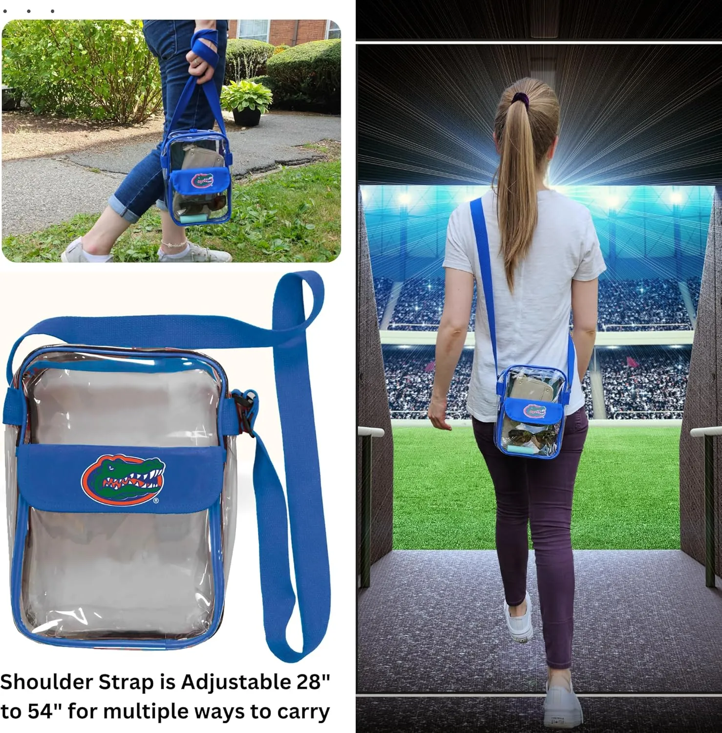Crossbody Clear Bag 10 Inch Pouch for Valuables - Games, Graduations, Concerts – NCAA Stadium Approved