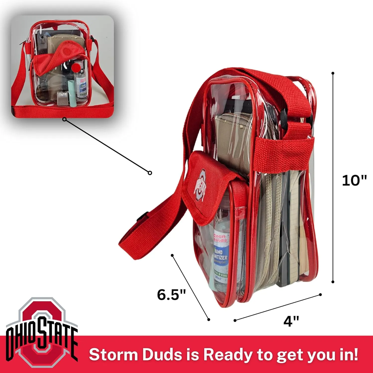 Crossbody Clear Bag 10 Inch Pouch for Valuables - Games, Graduations, Concerts – NCAA Stadium Approved