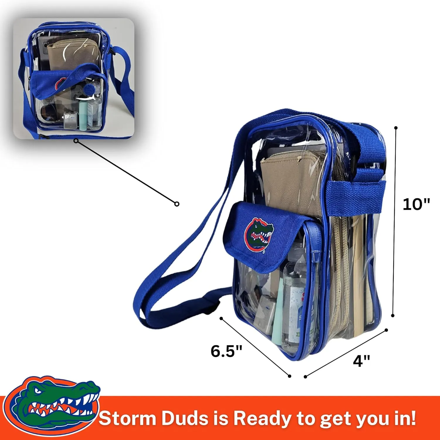 Crossbody Clear Bag 10 Inch Pouch for Valuables - Games, Graduations, Concerts – NCAA Stadium Approved