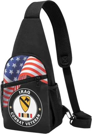 Crossbody Shoulder Chest Bag Army 1st Cavalry Division Iraq Combat Veteran Fashion One-Shoulder