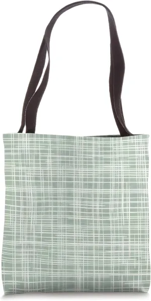 Crosshatch Green Linen-Style Design Tote Bag