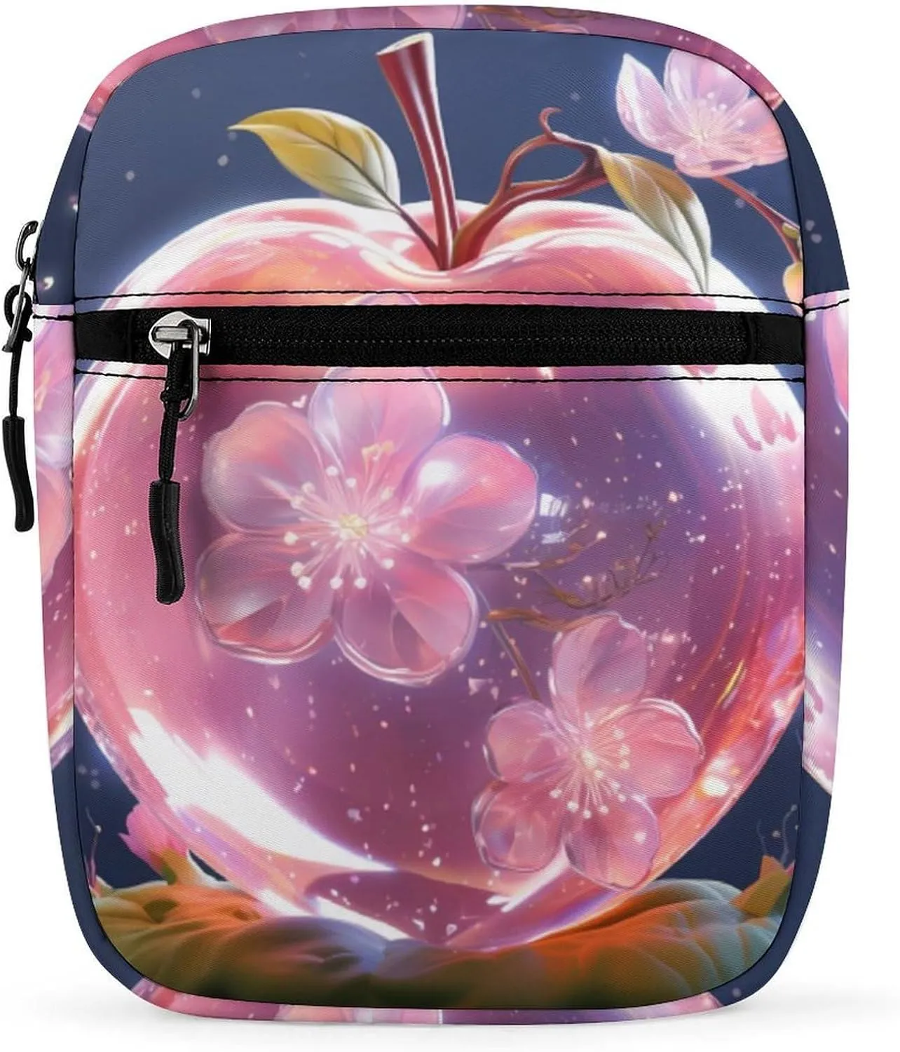 Crystal Apples Small Crossbody Bags Adjustable Satchel Bag Travel Shoulder Bag Crossbody Purse for Women Men