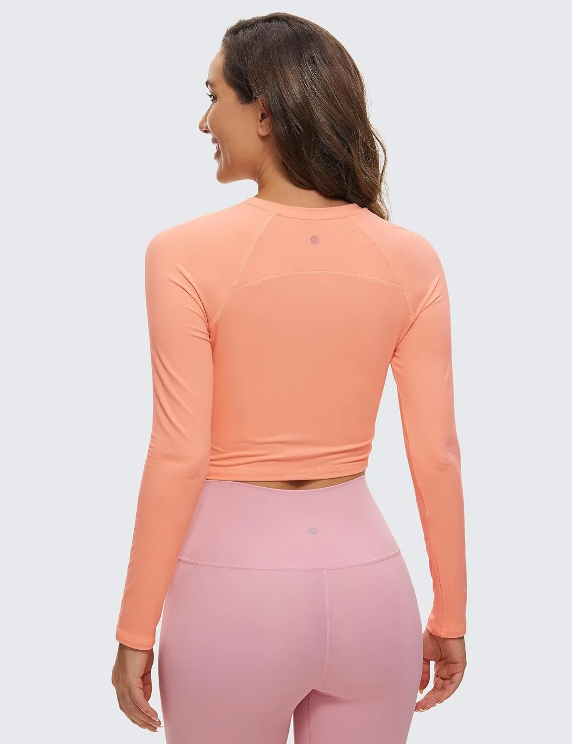 CRZ YOGA Womens Long Sleeve Crop Workout Tops Athletic Yoga Running Cropped T-Shirt Slim Fit Gym Shirts