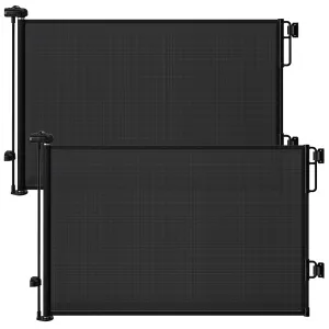 Cumbor 2-Pack Retractable Baby Gates for Stairs,55" Wide Soft Mesh Baby Gate for Dogs with One Hand Opening, 34" Tall Toddler Gate with Child-Proof Top Lock for Bedroom,Indoor/Outdoor, Black
