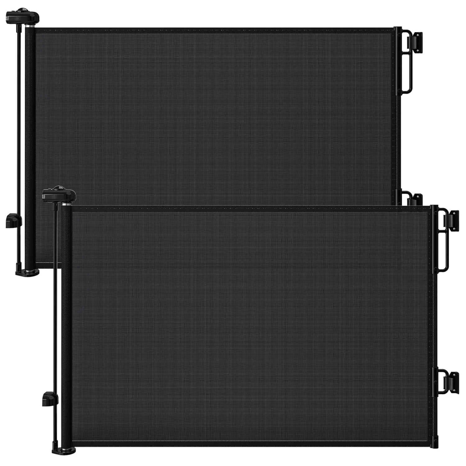 Cumbor 2-Pack Retractable Baby Gates for Stairs,55" Wide Soft Mesh Baby Gate for Dogs with One Hand Opening, 34" Tall Toddler Gate with Child-Proof Top Lock for Bedroom,Indoor/Outdoor, Black