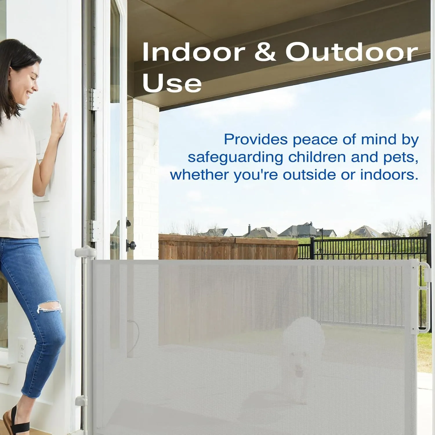 Cumbor 55" Wide Retractable Baby Gates for Doorways, Mom's Choice Award - Mesh Dog Gate for The House, One-Hand Opening Child Toddler Gates for Stairs, Pet Puppy Fence Indoor & Outdoor, Gray