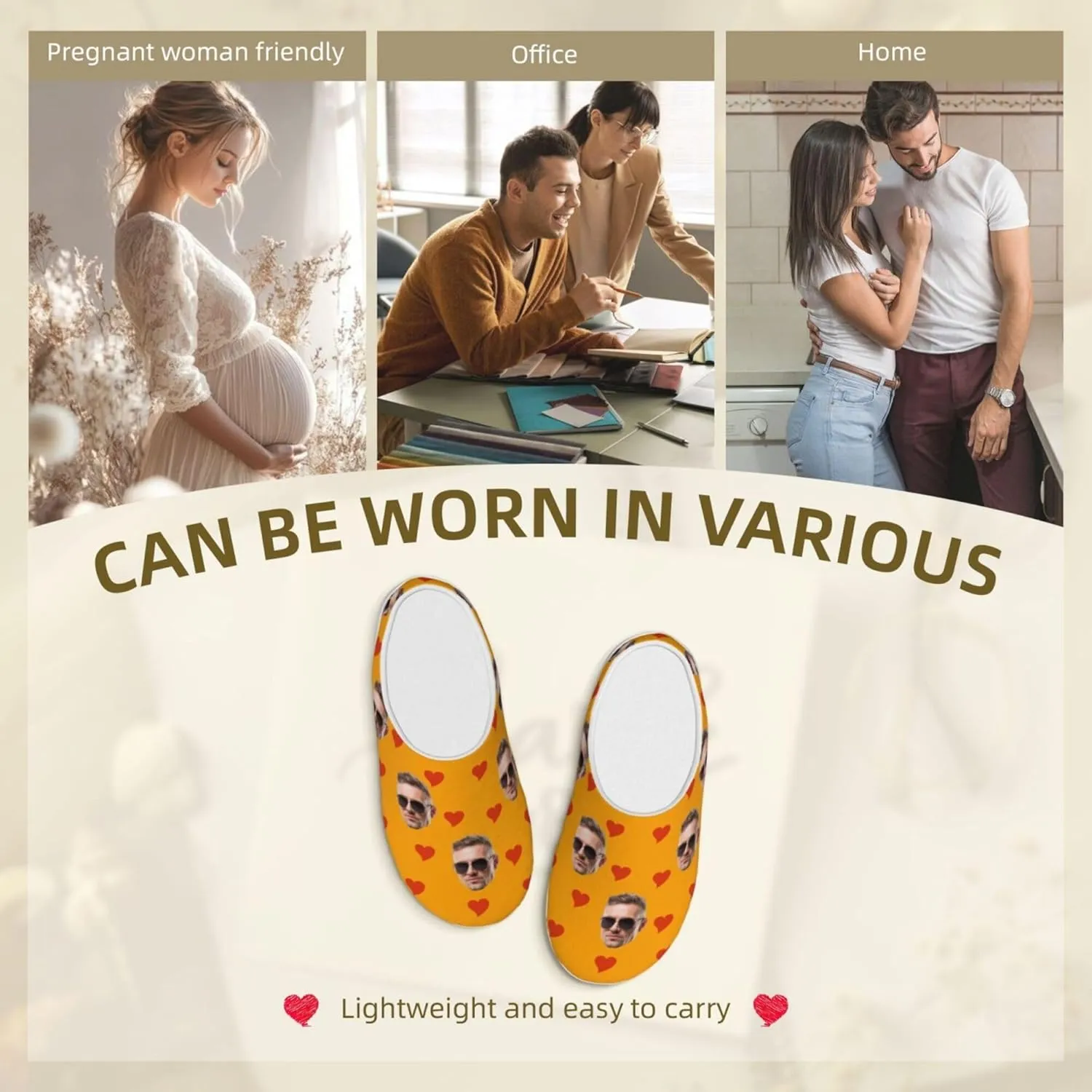 Custom Cotton Slippers Personalized Winter House Slippers With Face Photos And Name Customized Cotton Slippers for Men/Women