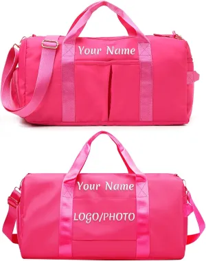 Custom Duffle Bag, Personalized Travel Bag Purely hand embroidered name logo, Gym Bag for Women/Men, with separate wet and dry pockets and shoe bags