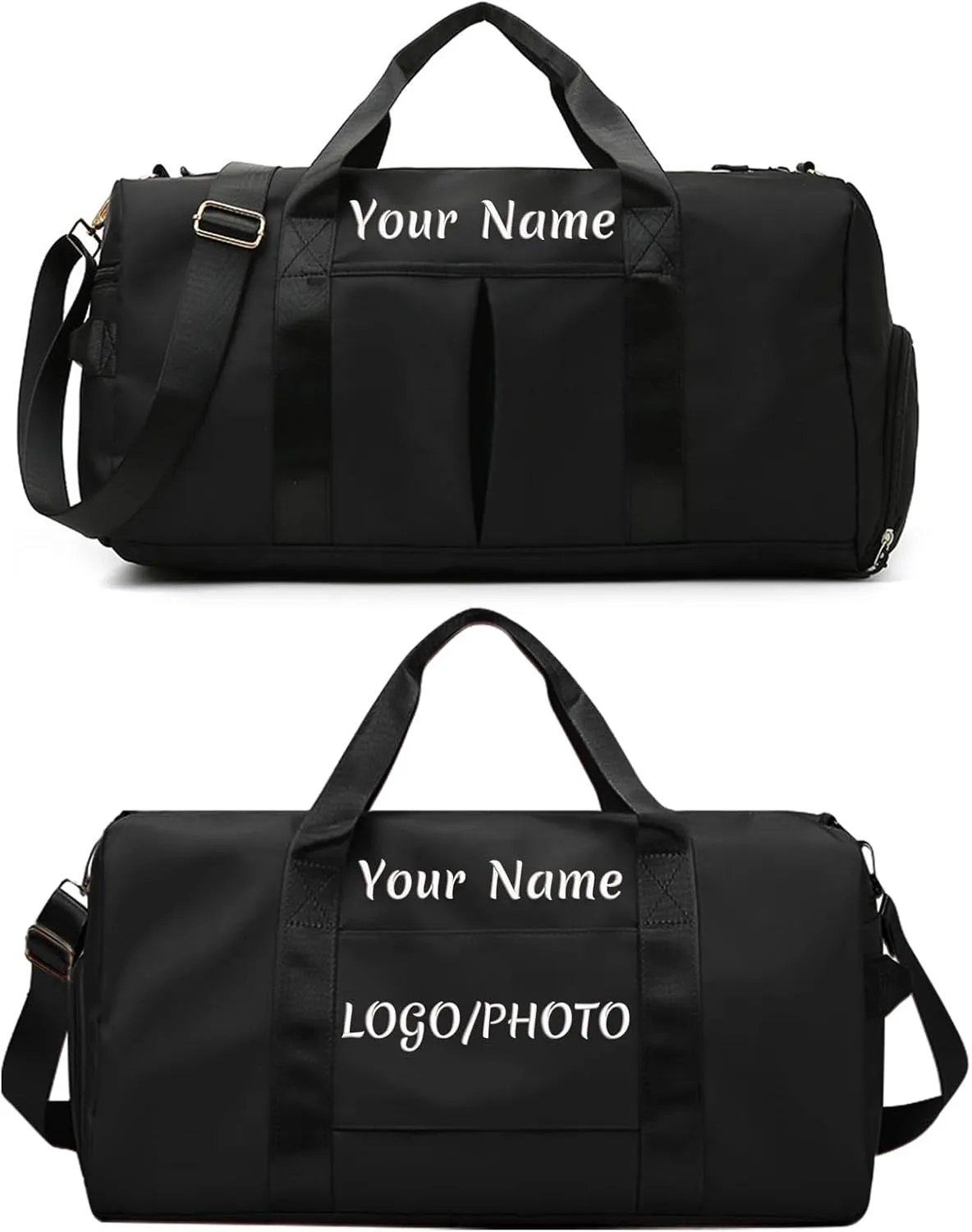 Custom Duffle Bag, Personalized Travel Bag Purely hand embroidered name logo, Gym Bag for Women/Men, with separate wet and dry pockets and shoe bags