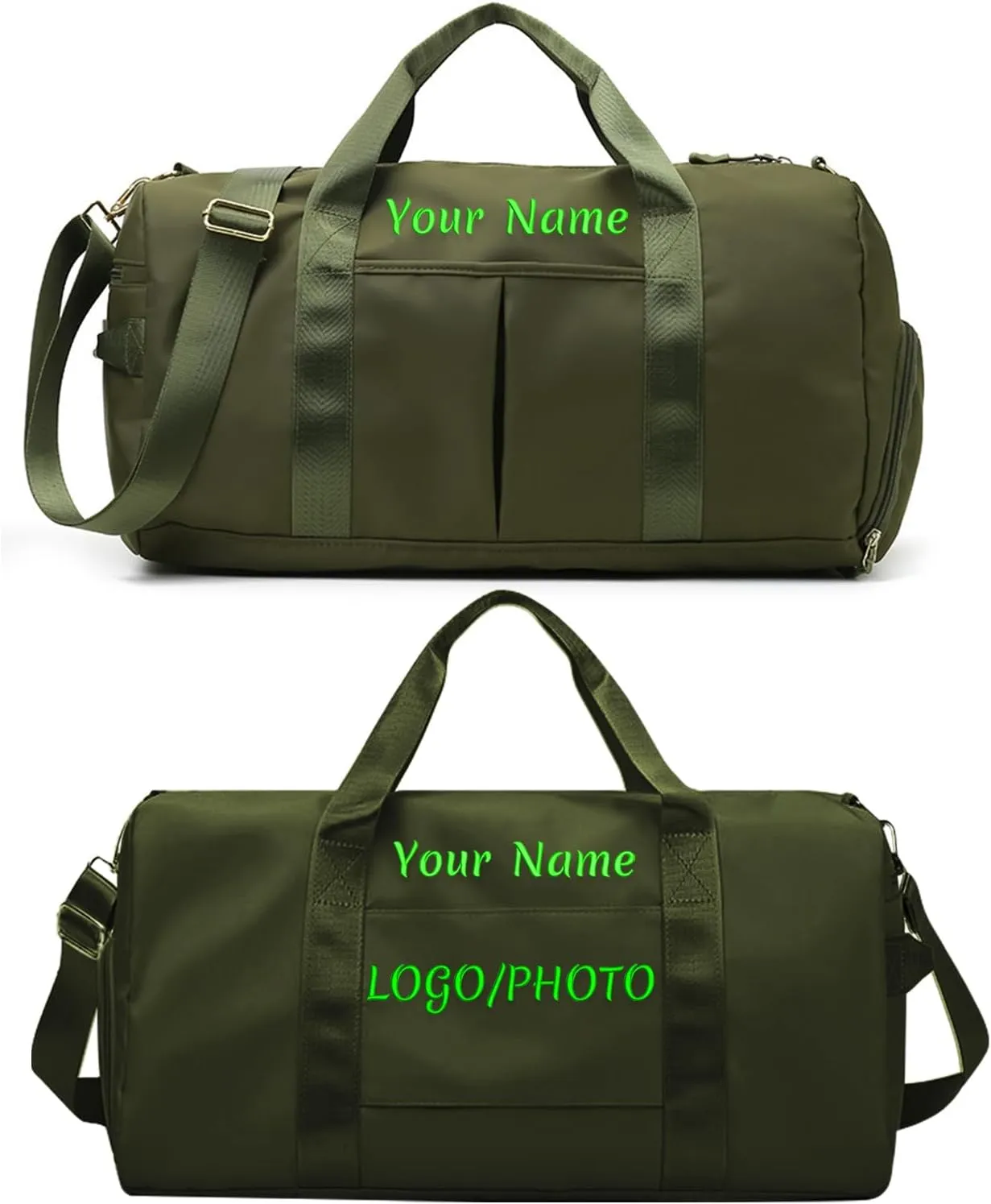 Custom Duffle Bag, Personalized Travel Bag Purely hand embroidered name logo, Gym Bag for Women/Men, with separate wet and dry pockets and shoe bags