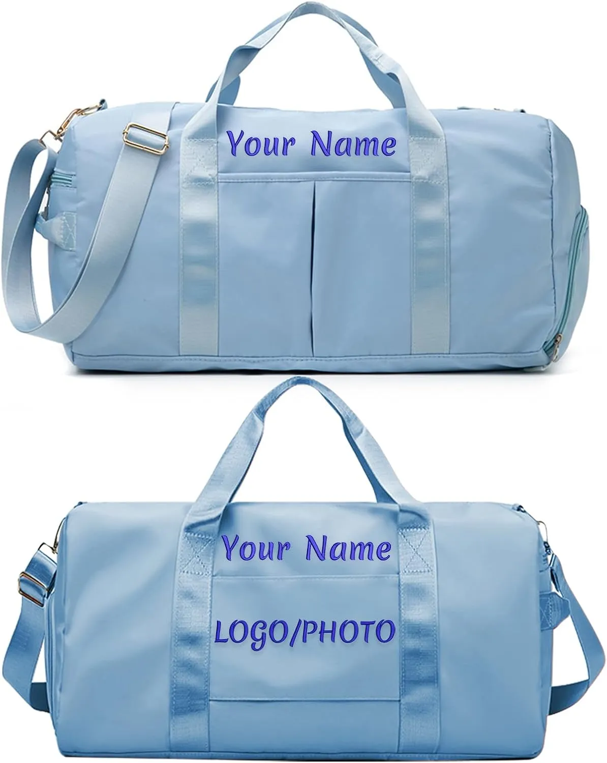 Custom Duffle Bag, Personalized Travel Bag Purely hand embroidered name logo, Gym Bag for Women/Men, with separate wet and dry pockets and shoe bags