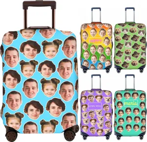 Custom Luggage Cover Personalized Suitcase Cover Add Your Name Photo Text Logo Double Sided Design Customized Elastic Protector Washable luggage cover protector for Travel（S-XL） (Avatar, M)