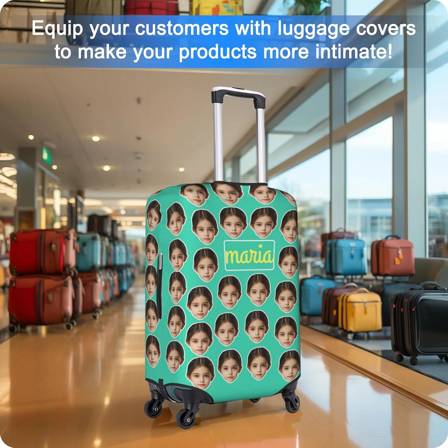 Custom Luggage Cover Personalized Suitcase Cover Add Your Name Photo Text Logo Double Sided Design Customized Elastic Protector Washable luggage cover protector for Travel（S-XL） (Avatar, M)