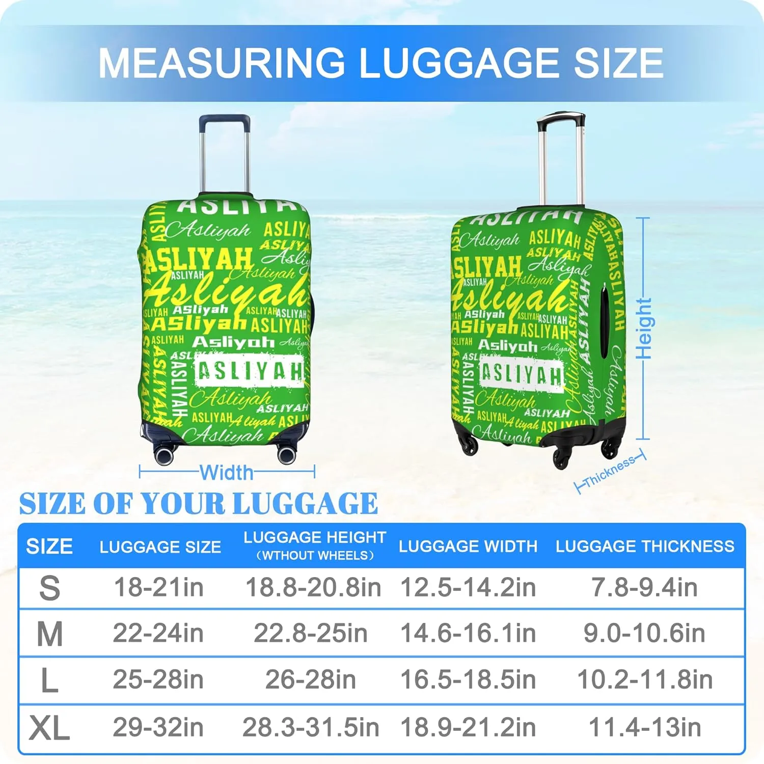 Custom Luggage Cover Personalized Suitcase Cover Add Your Name Photo Text Logo Double Sided Design Customized Elastic Protector Washable luggage cover protector for Travel（S-XL） (Name, XL)