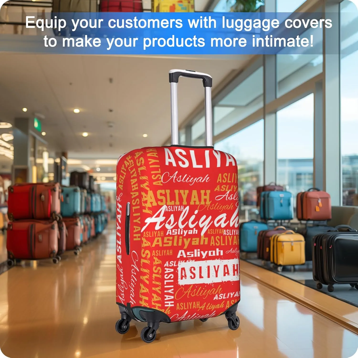 Custom Luggage Cover Personalized Suitcase Cover Add Your Name Photo Text Logo Double Sided Design Customized Elastic Protector Washable luggage cover protector for Travel（S-XL） (Name, XL)