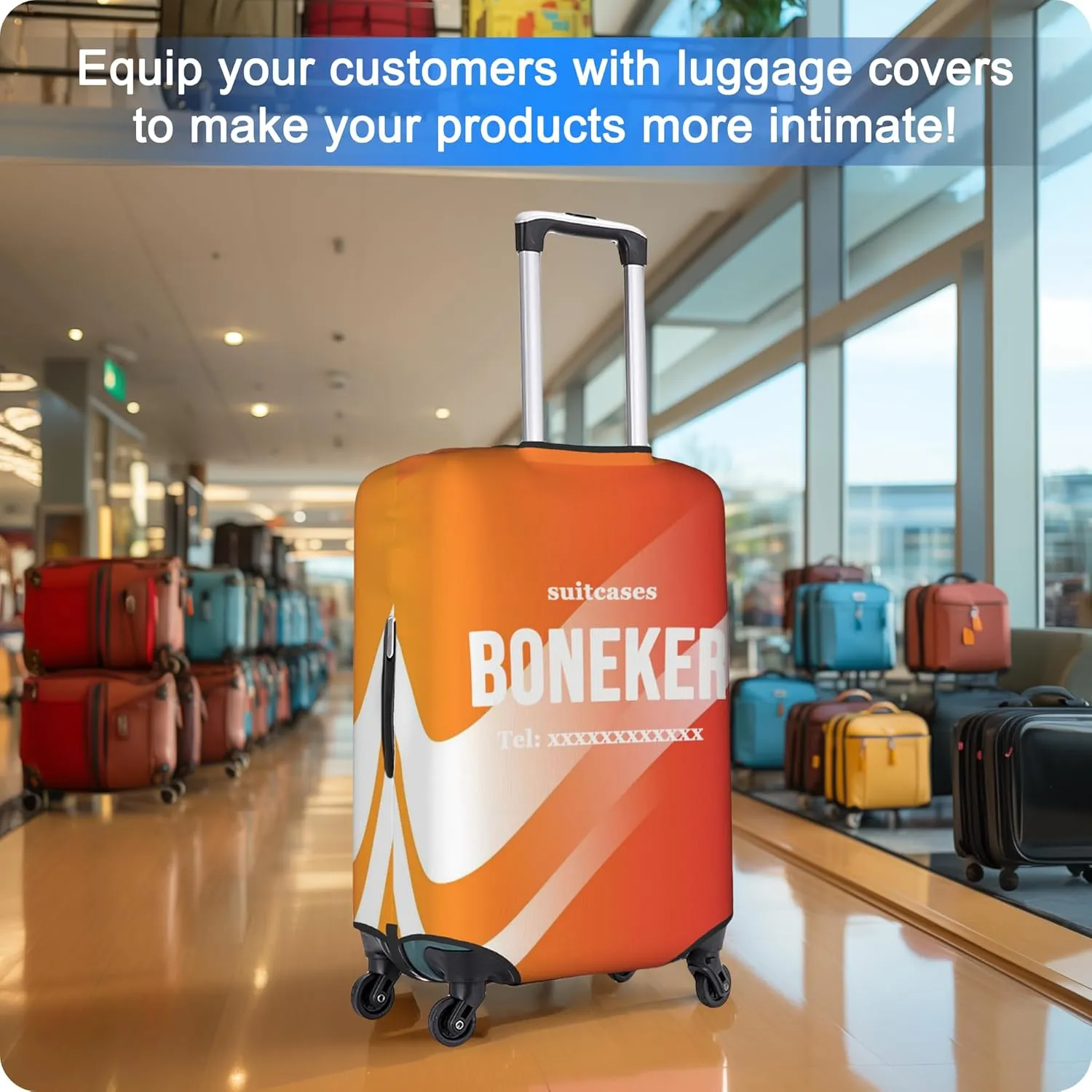 Custom Luggage Cover Personalized Suitcase Cover Add Your Name Photo Text Logo Double Sided Design Customized Elastic Protector Washable luggage cover protector for Travel（S-XL） (White, XL)