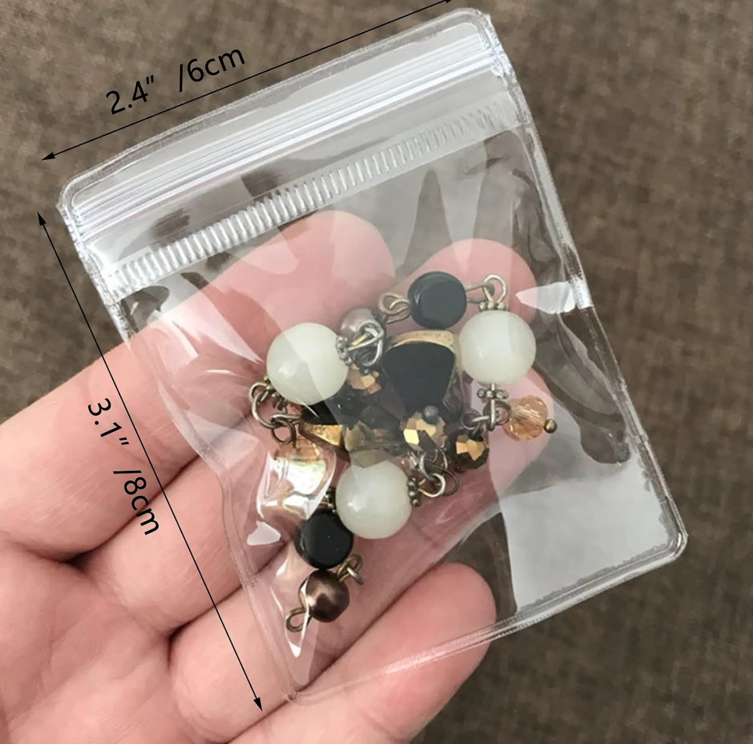 Custom Small Plastic Bags, 100 Pcs Mini Baggies, Clear Plastic Jewelry Zip Bags, Thick Self Sealing OPP Bags, Clear Zip lock Bags, Resealable Poly Bags for Pill, Beads, Screws, Packaging