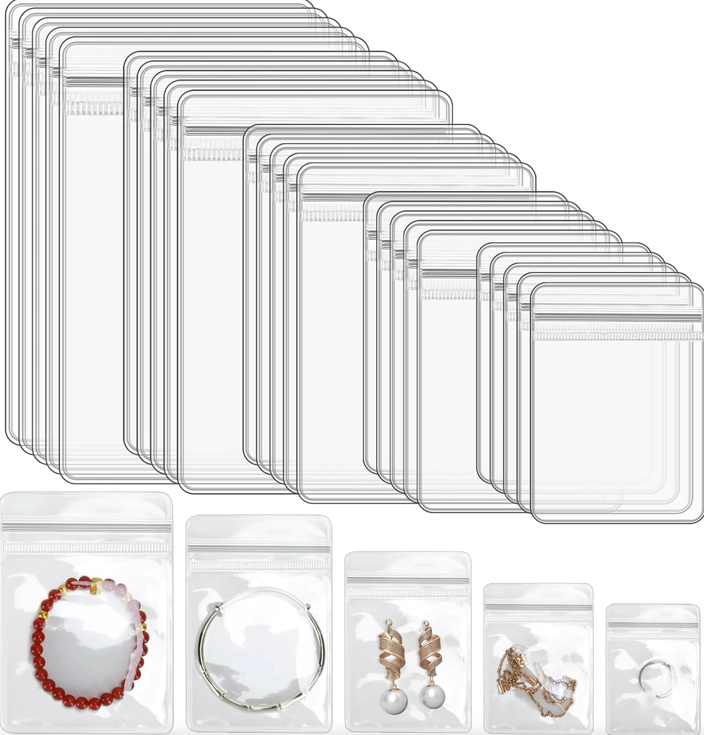 Custom Small Plastic Bags, 100 Pcs Mini Baggies, Clear Plastic Jewelry Zip Bags, Thick Self Sealing OPP Bags, Clear Zip lock Bags, Resealable Poly Bags for Pill, Beads, Screws, Packaging