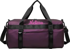 Customized Embroidered Text Fitness Duffel Bag, Personalized Waterproof Travel Duffel Bag with Shoe Compartment and Wet and Dry Separation, Suitable for Overnight, Fitness, Travel