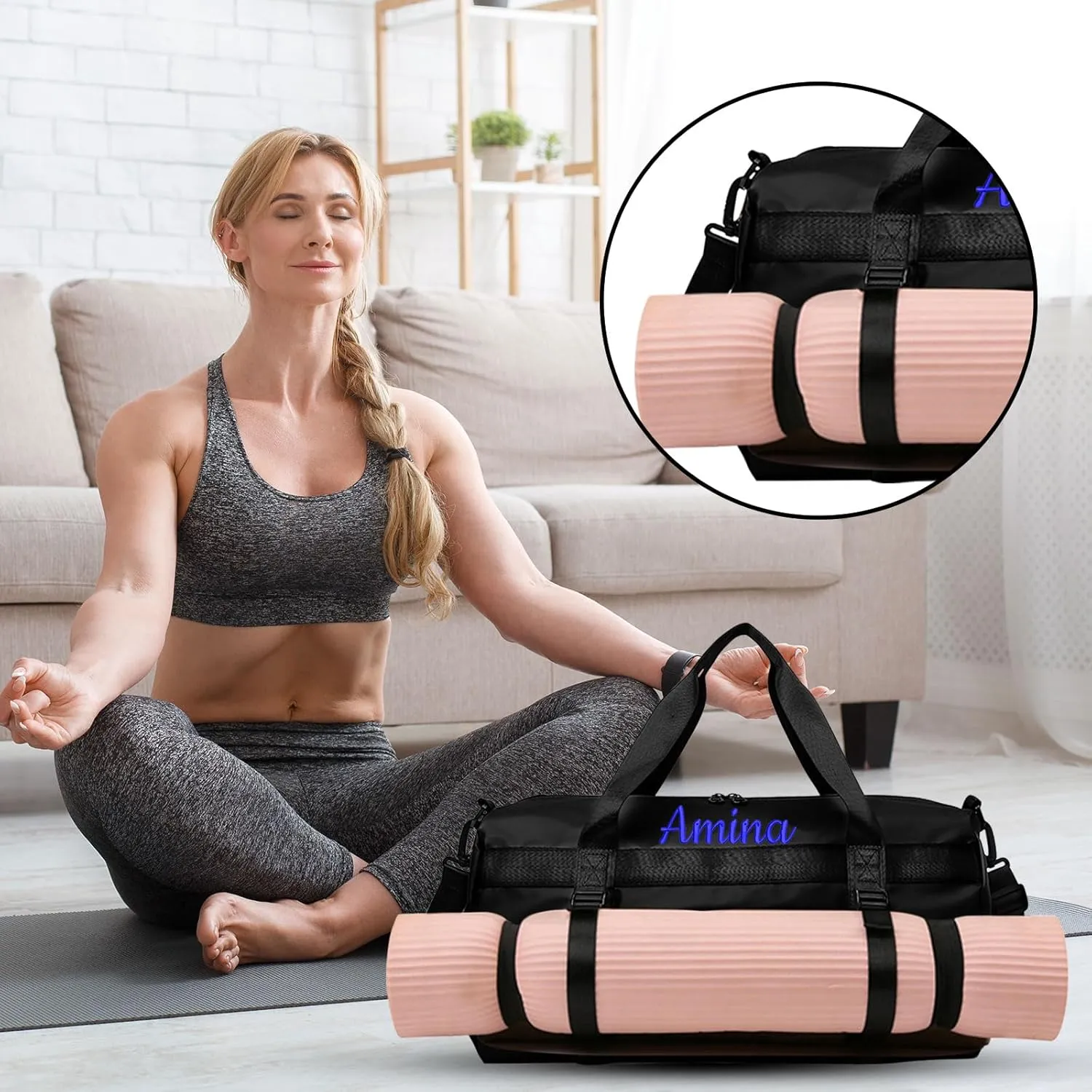 Customized Embroidered Text Fitness Duffel Bag, Personalized Waterproof Travel Duffel Bag with Shoe Compartment and Wet and Dry Separation, Suitable for Overnight, Fitness, Travel