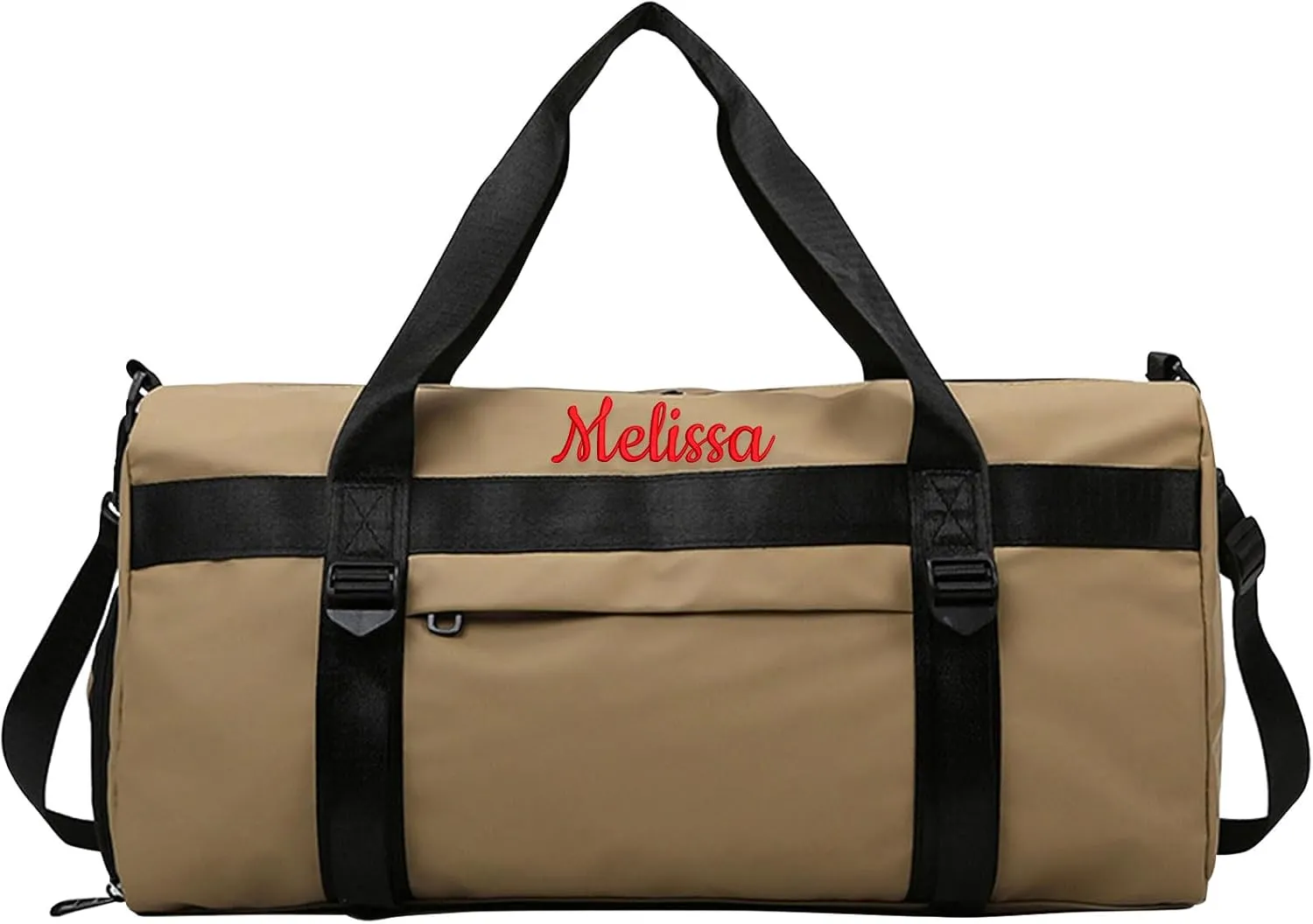 Customized Fitness Duffel Bag with Personalized Embroidered Name Text, Weekend Overnight Travel Bag with Shoulder Straps, Yoga Mat Hanging, Wet and Dry Separation, Suitable for Women and Men