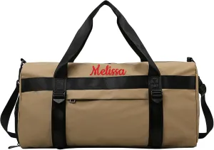 Customized Fitness Duffel Bag with Personalized Embroidered Name Text, Weekend Overnight Travel Bag with Shoulder Straps, Yoga Mat Hanging, Wet and Dry Separation, Suitable for Women and Men